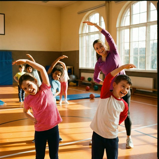 爬練道教學系統 — 孩子們在教室中快樂翻滾運動